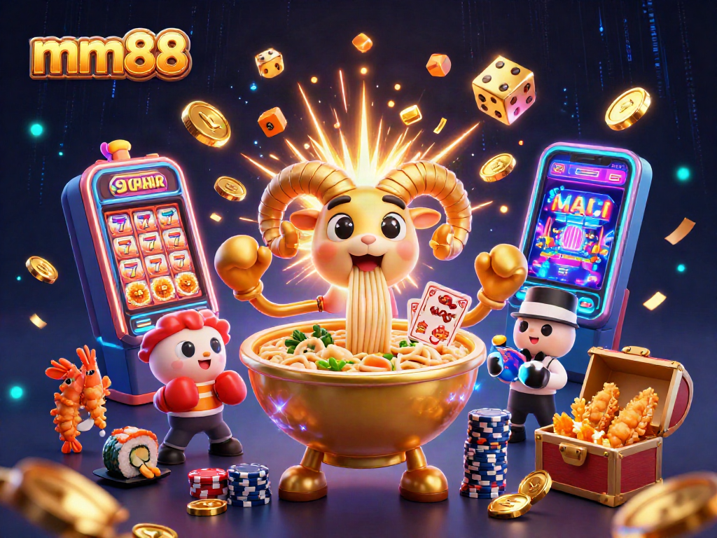 Engage with mm88's vibrant casino vibes through a stunning 3D illustration.