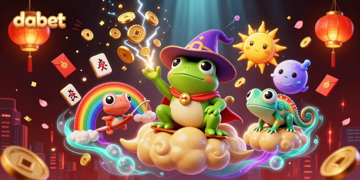 Experience excitement with Dabet's gaming features in a vibrant, colorful digital scene.