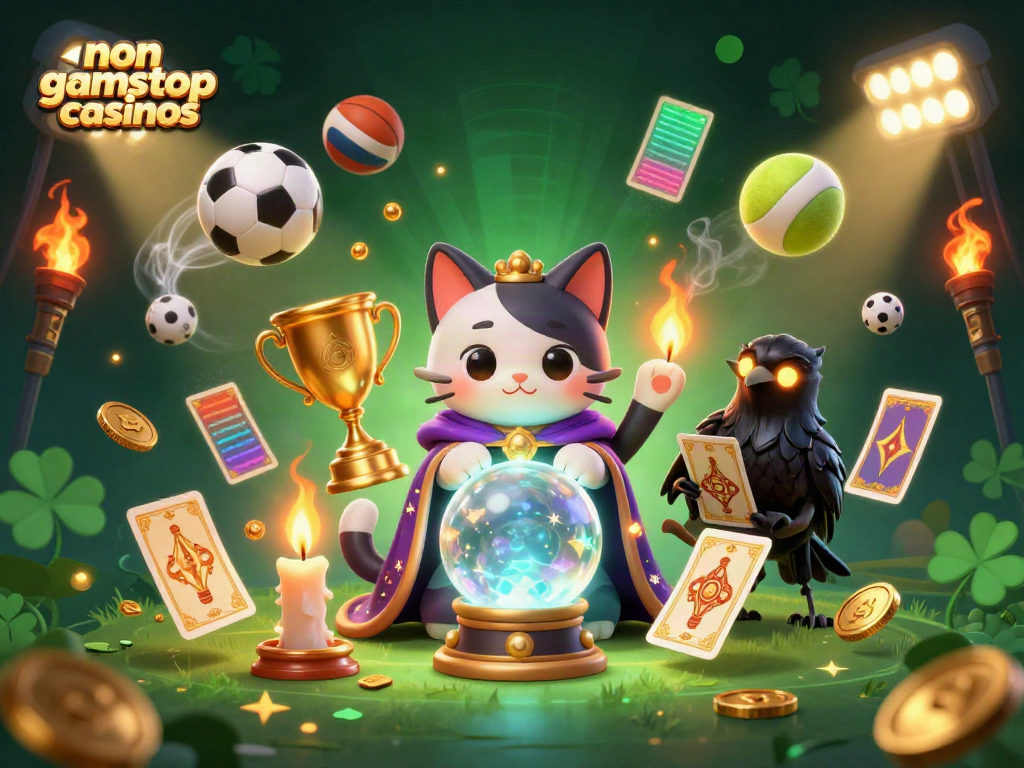 Discover top non gamstop casinos through an enchanting casino scene with mystical characters.