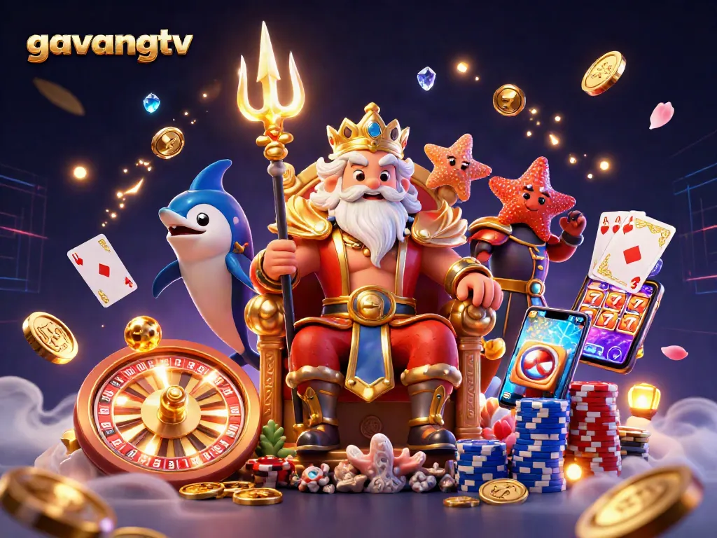 Spin winning reels and find exciting action in the gavangtv gaming illustration.