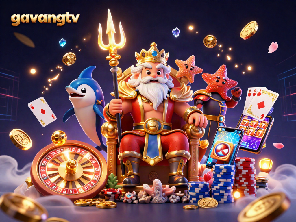 Spin winning reels and find exciting action in the gavangtv gaming illustration.