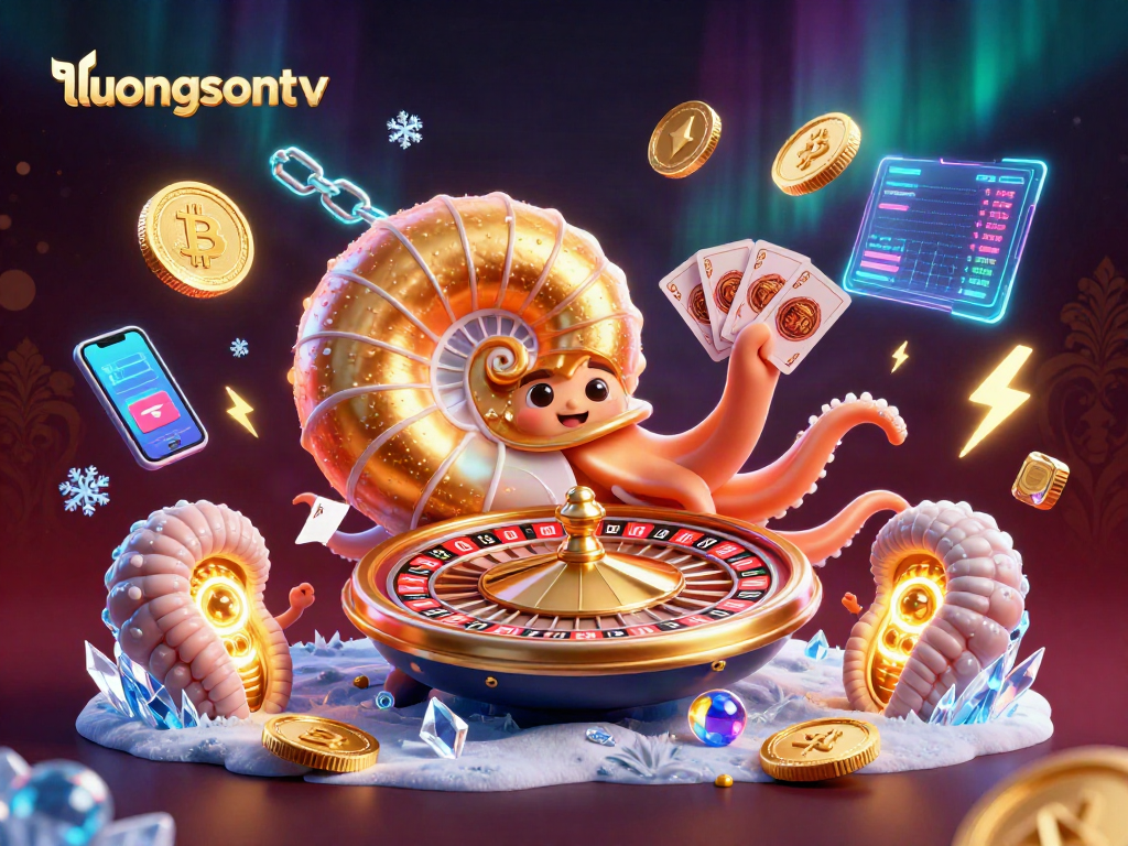 Luongsontv showcases a vibrant 3D scene with gambling elements and a nautilus character.