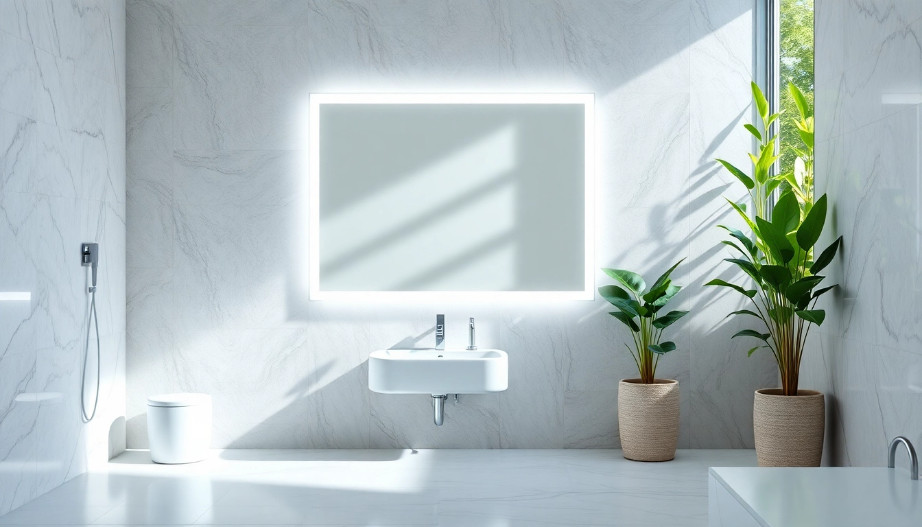 Enhance your space with a modern led mirror bathroom featuring sleek fixtures and ambient lighting.