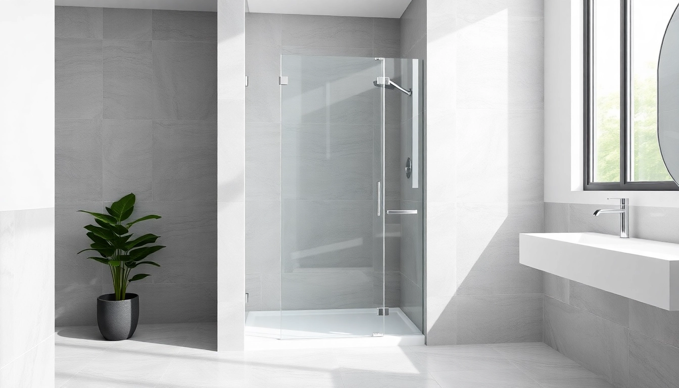 Installing a premium shower screen door in a chic bathroom setting with sleek design elements.