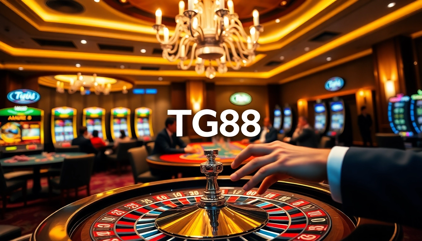 Experience thrilling high-stakes gambling at TG88 casino with vibrant tables and elegant decor.