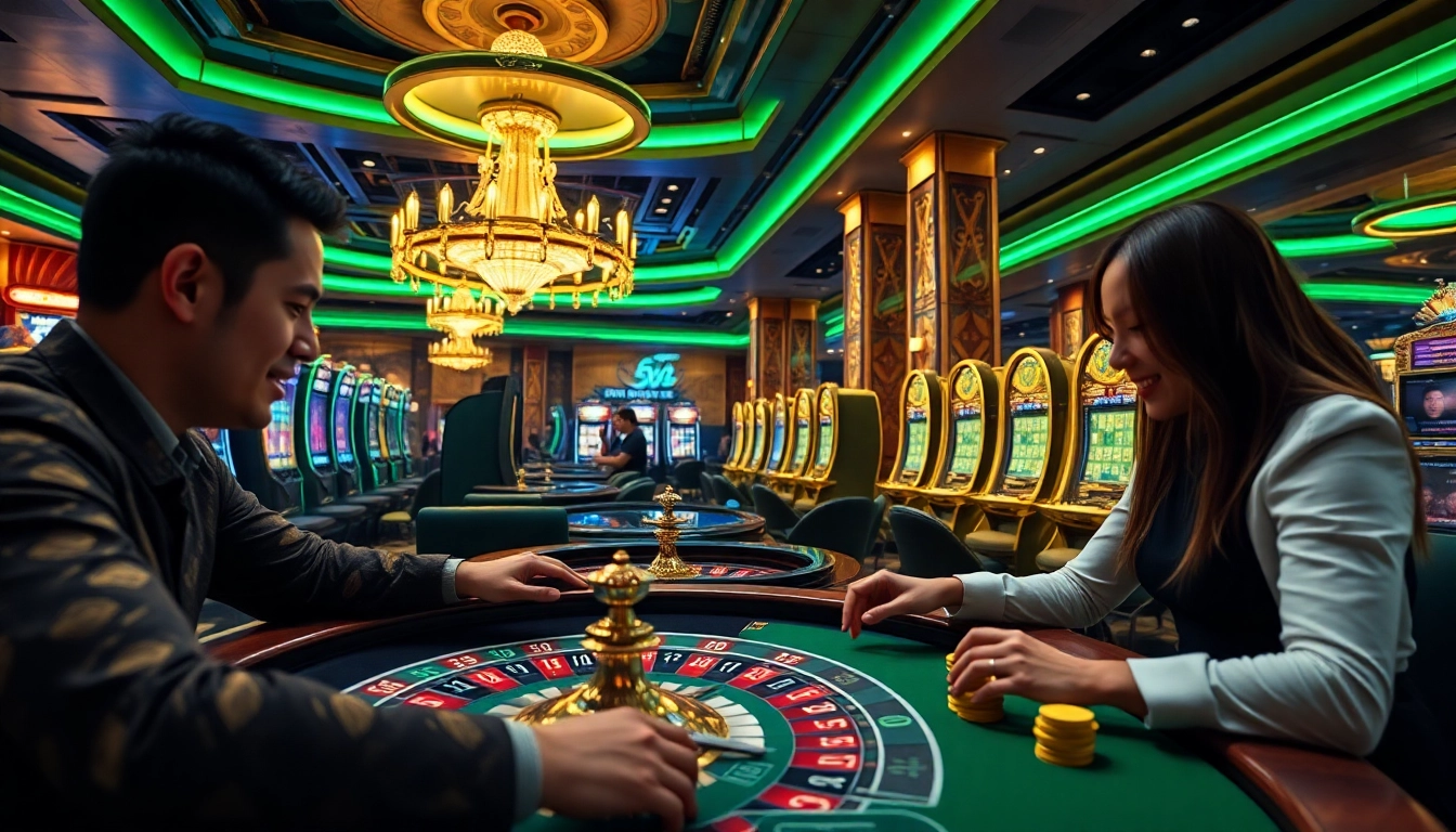 Experience thrilling gameplay at https://sky88sa.com/ with players enjoying a luxurious casino ambiance.
