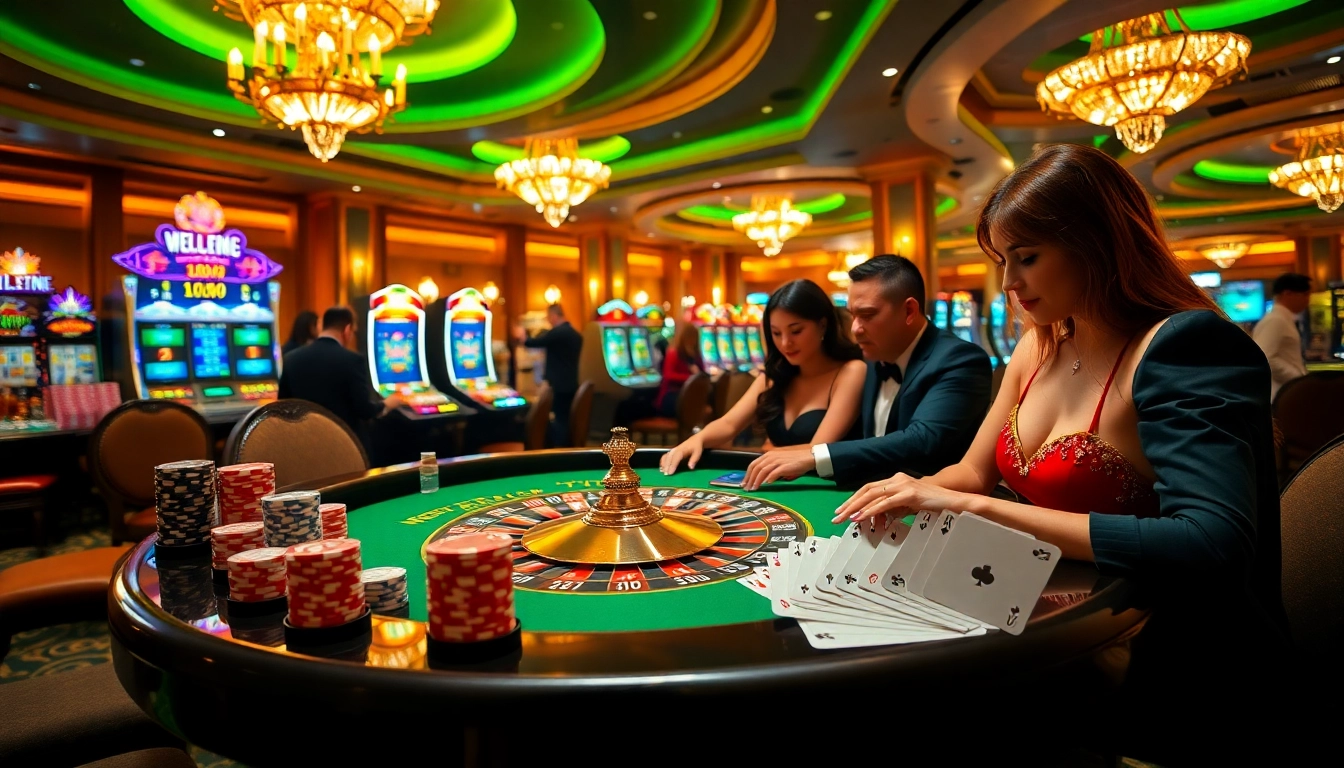Players engaging in thrilling games at the cm88 nhà cái casino, showcasing excitement and strategy.