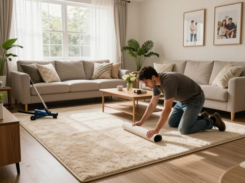 Expert carpet fitting services West London in a cozy living room with natural light