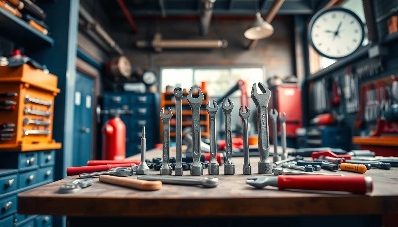 Showcase of KS tools on a workbench in a workshop setting.