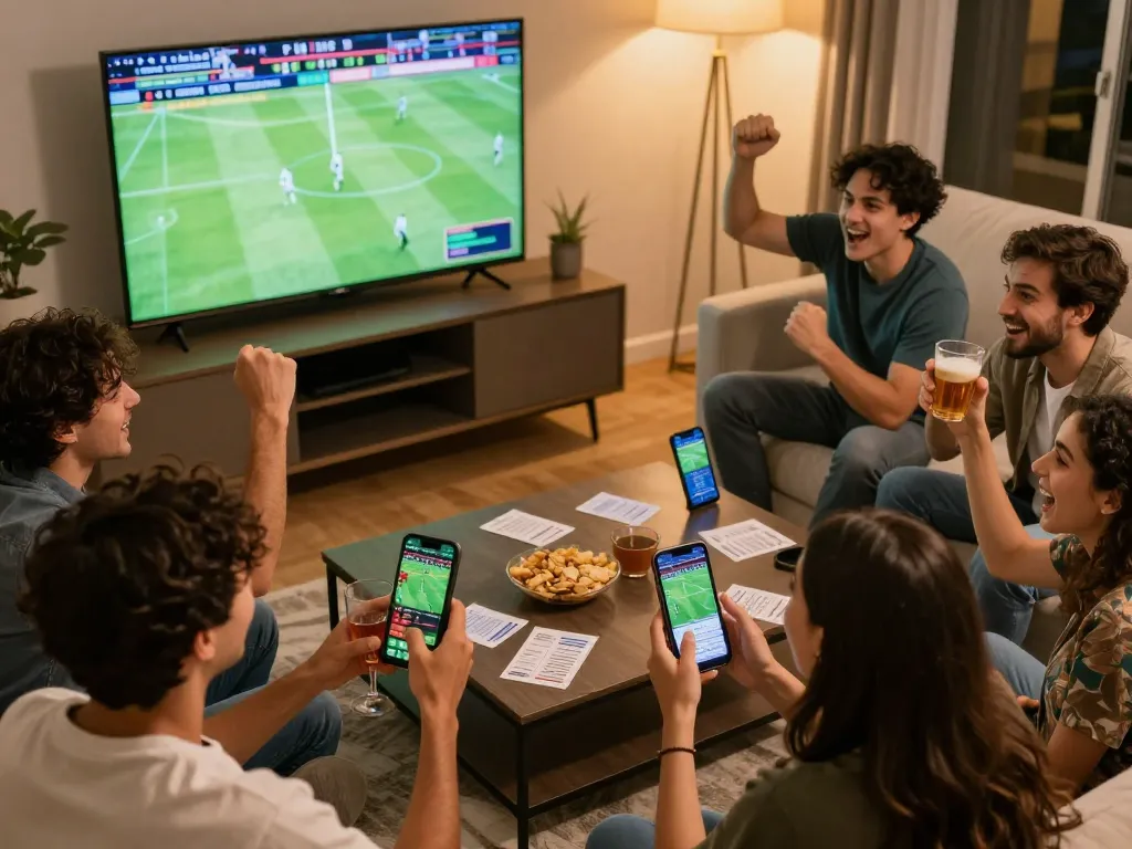 Engaging live sports betting moment at home during a football match on HB88 platform
