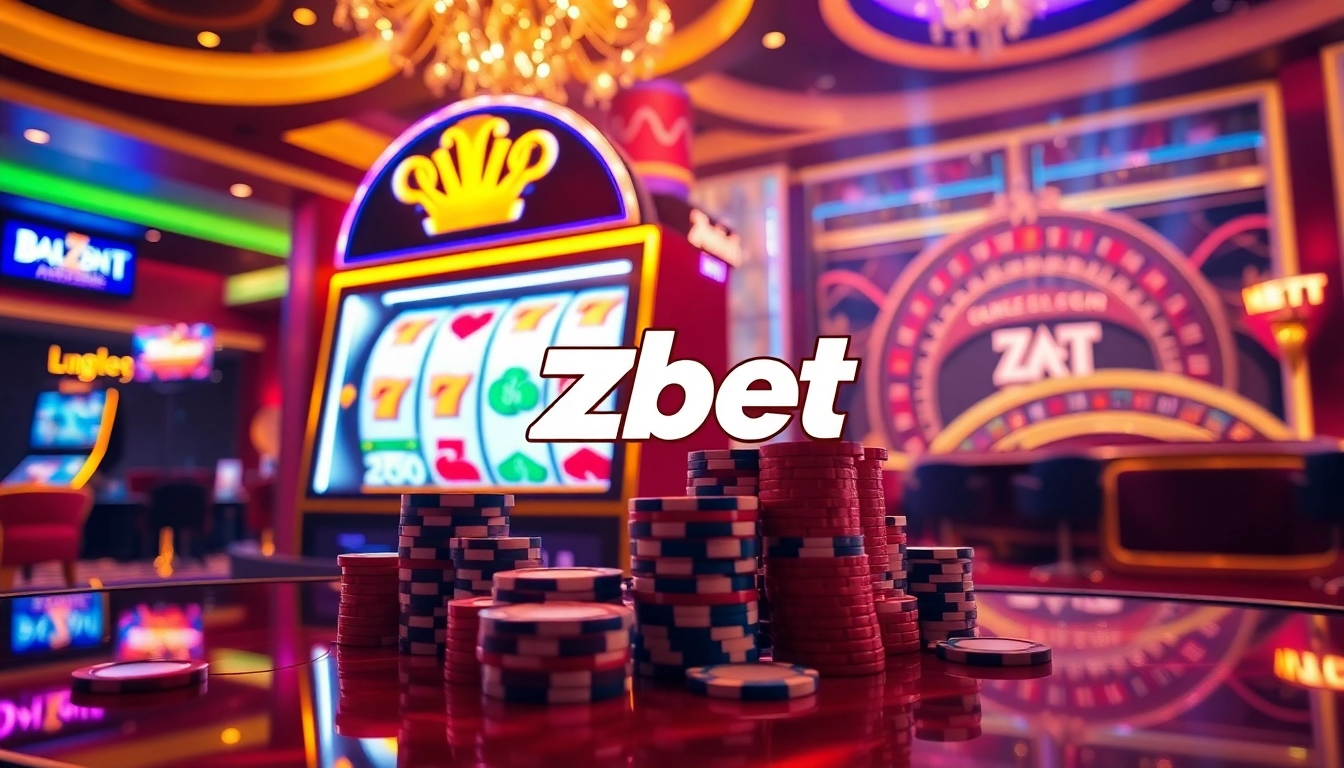 Zbet slot machine lights up the casino floor, showcasing vibrant colors and professional gaming excitement.