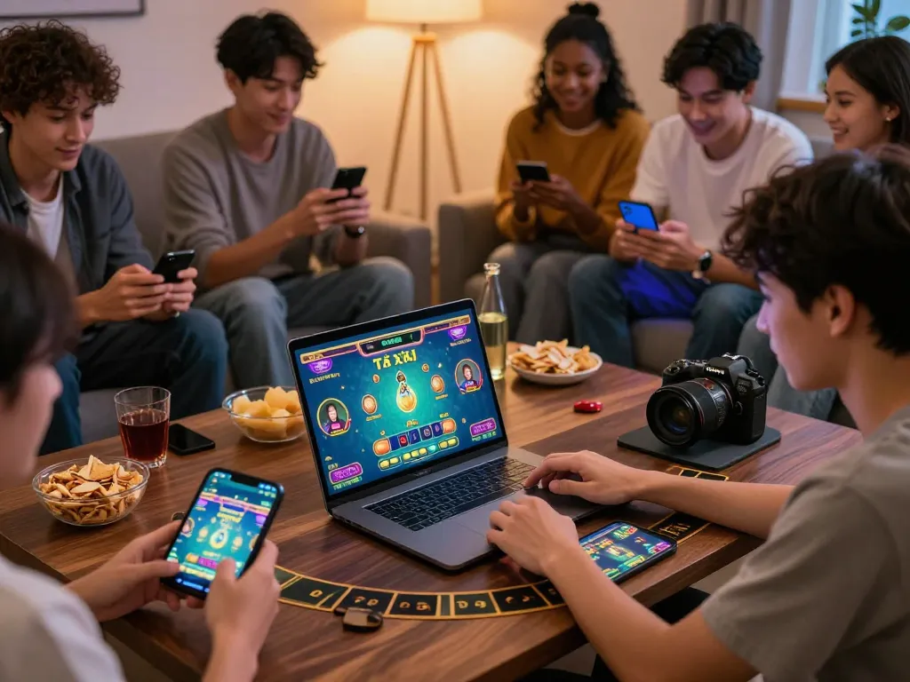 Engaging players enjoying a lively tài xỉu online session, showcasing vibrant gameplay and relaxed atmosphere.