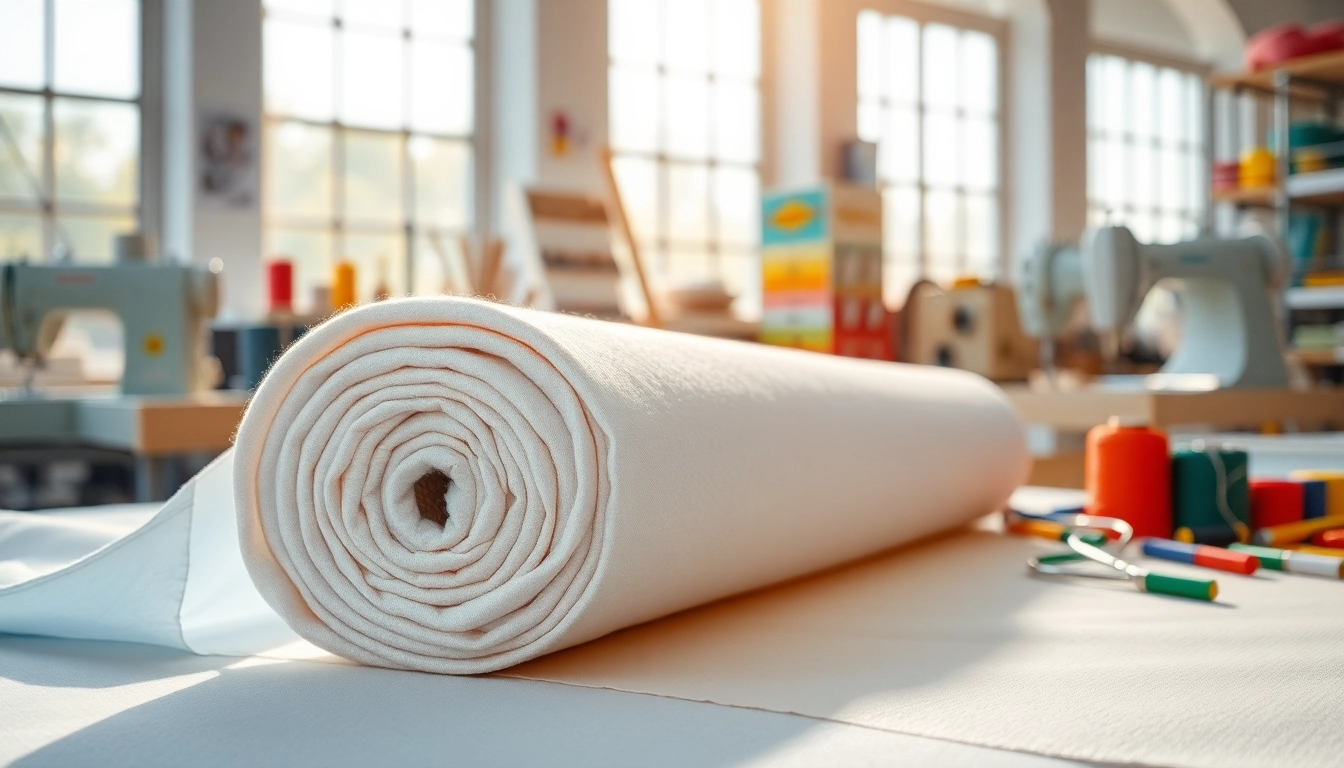 Absorberende katoenen stof in een rol, perfect voor verschillende naaiprojecten.
