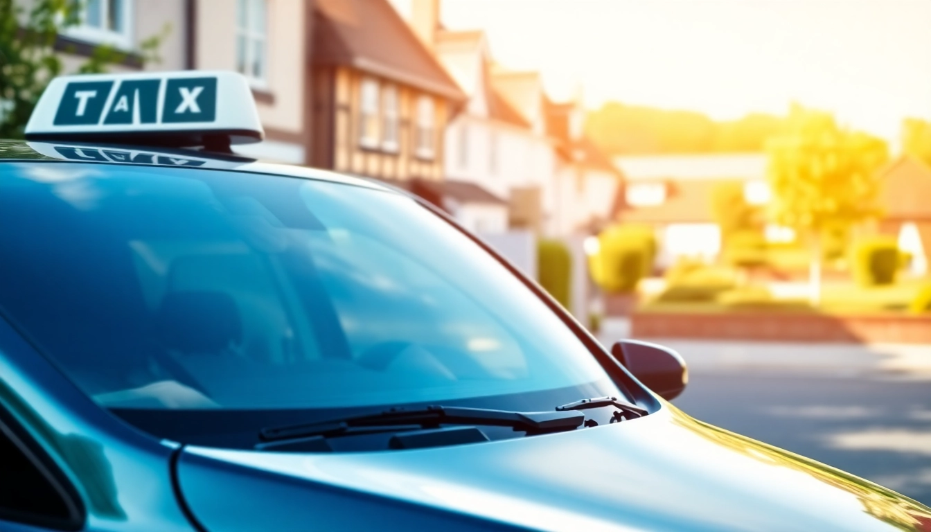 Taxi service in Brooklands with a modern vehicle showcased in bright lighting and a welcoming environment.