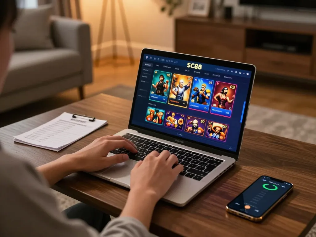 Registering on SC88 while enjoying interactive online gaming experience in a cozy setting