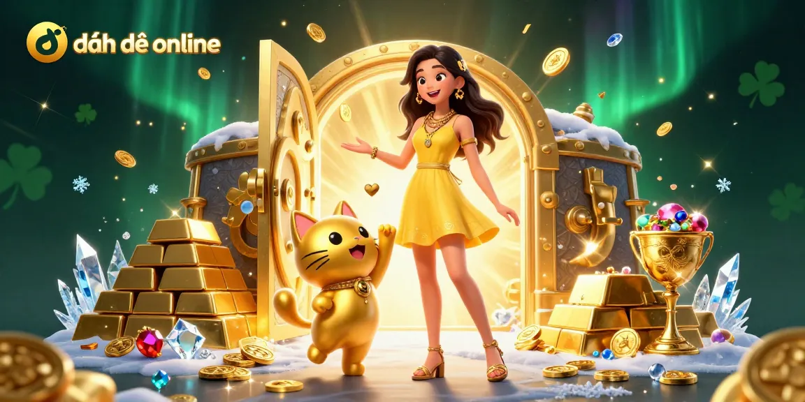 Experience the thrill of đánh đề online with vibrant characters and a gold-filled scene showcasing opportunities to win.