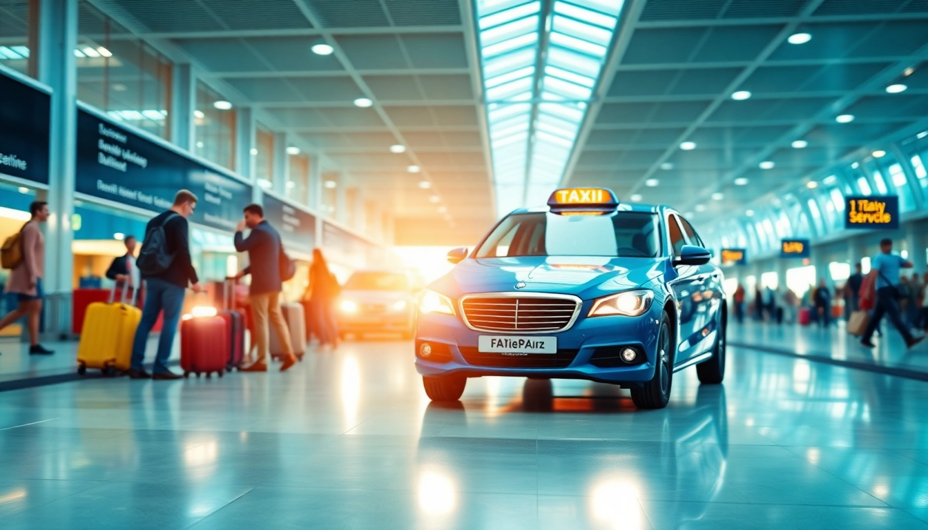 Taxi Nottingham to Heathrow Airport ready for passengers at busy terminal.
