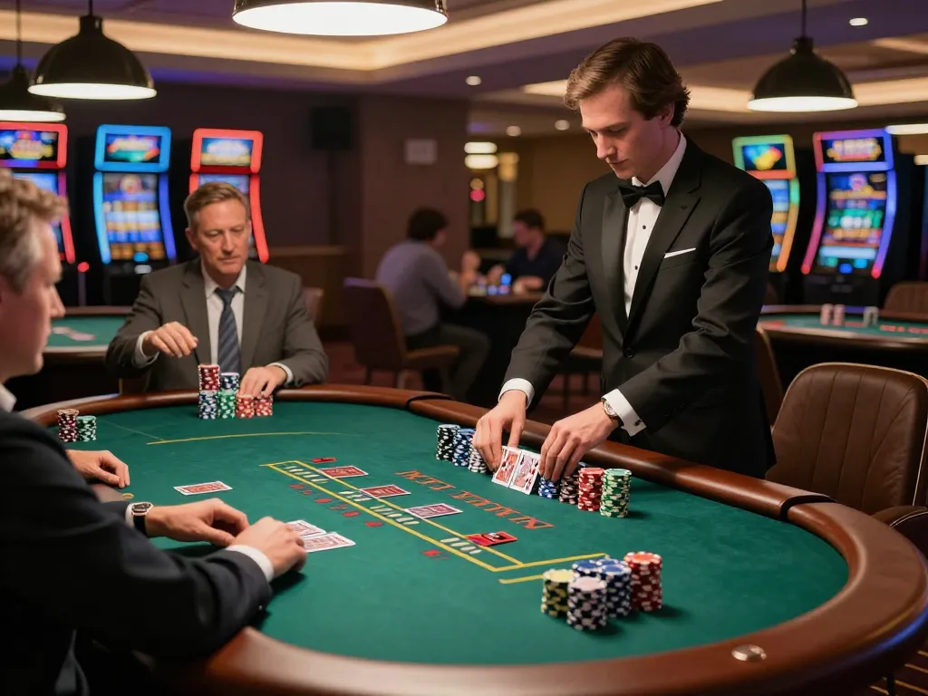 Experience strategic gameplay at cm88seo's blackjack tables in a luxurious casino atmosphere.