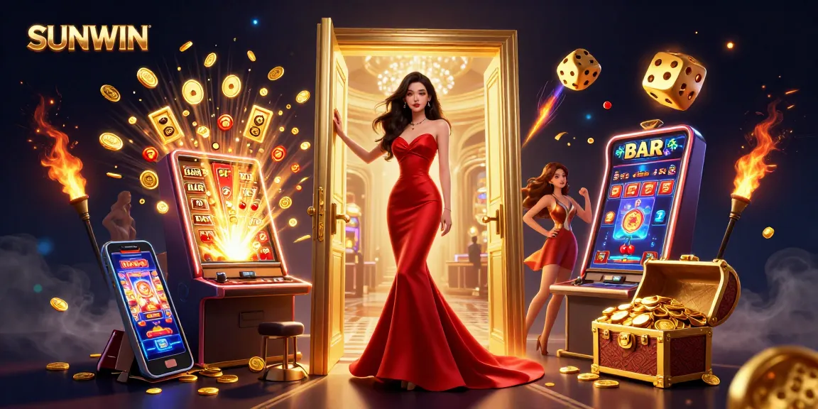Experience the thrilling world of SUNWIN with a stunning casino scene full of jackpots and excitement.