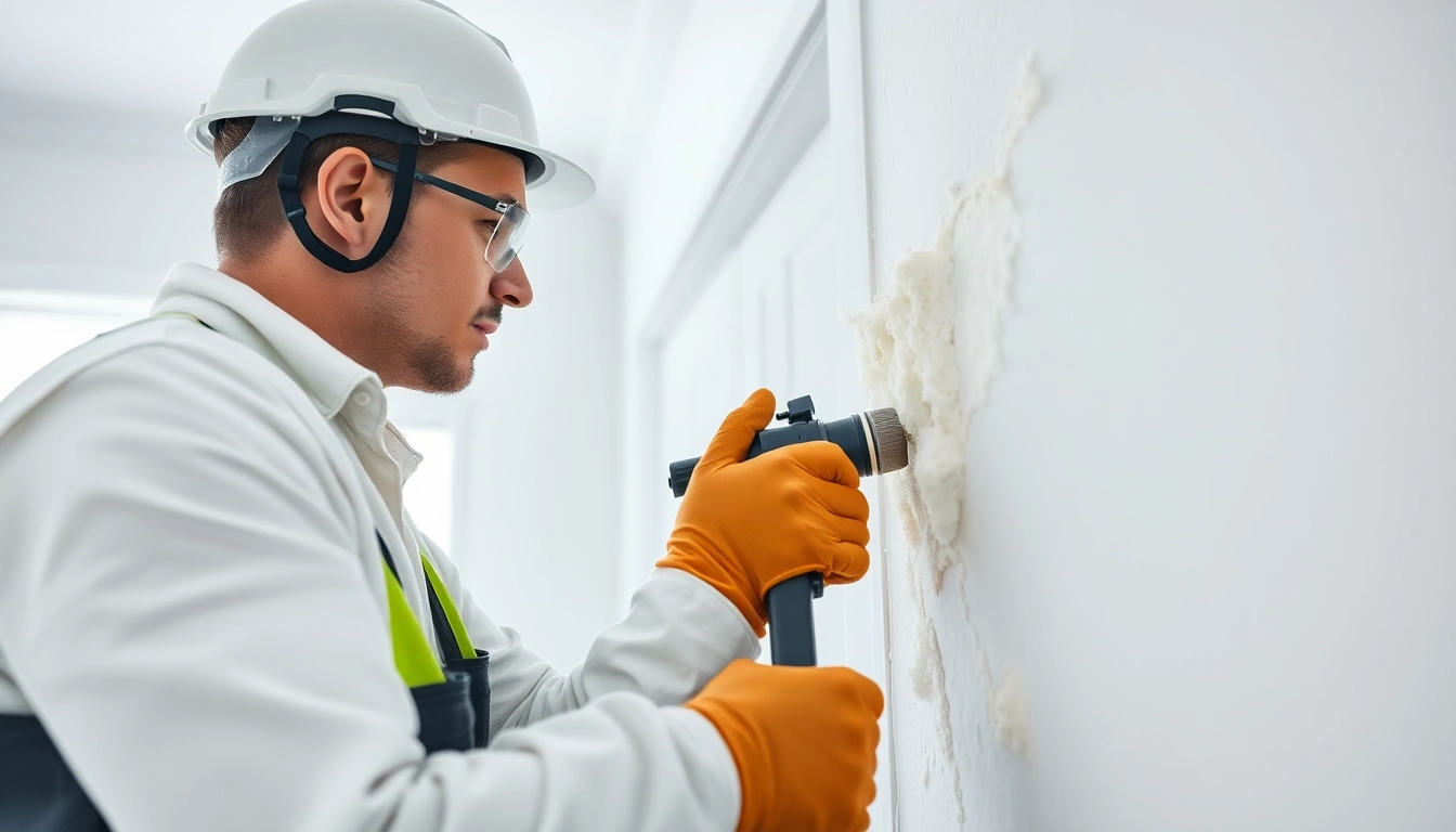 Efficient professional spray foam removal process by a skilled technician in a home environment.
