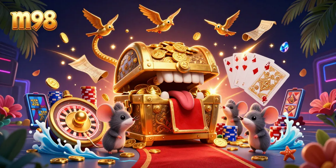 Win big with m98 as adventurer mice discover treasure amidst sparkling casino games and riches
