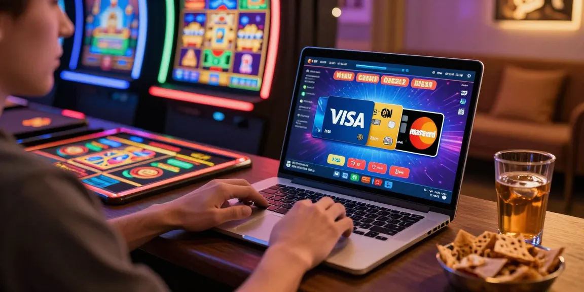 Experience engaging gaming with online casinos that accept credit cards, featuring vibrant graphics and a player enjoying a seamless experience.