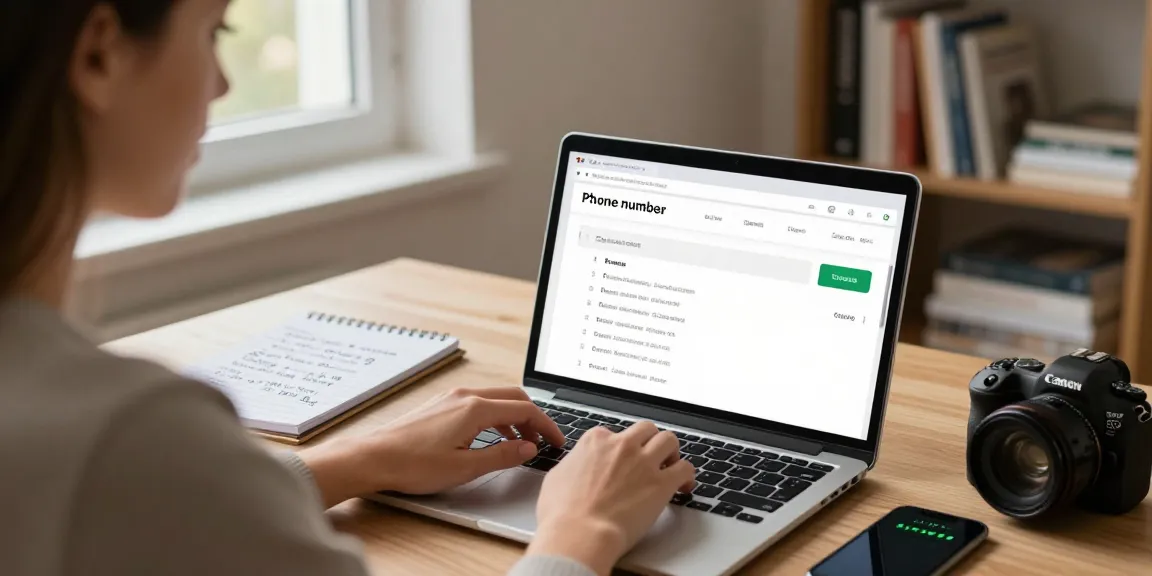 Engaged user utilizing a phone number checker uk tool on their laptop in a cozy home office.
