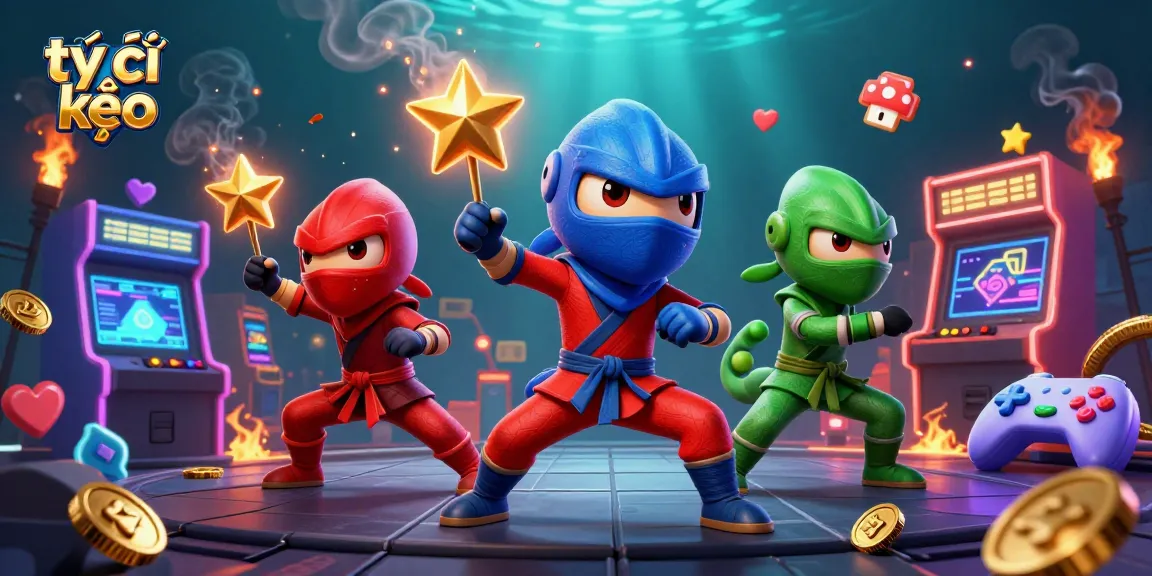 Tỷ lệ kèo updates shown dynamically by ninja chameleons performing martial arts.