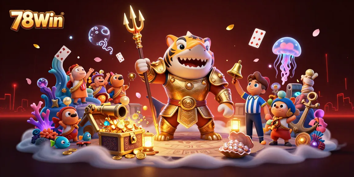 Experience the excitement of 78Win's underwater casino with vibrant treasures and characters!